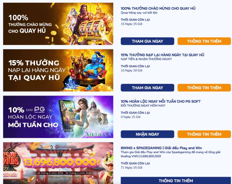 Khuyến Mãi Bong88 - Cập Nhật Tất Cả Ưu Đãi Mới Nhất 2025 4 Quay hũ - Chơi hũ mỗi ngày, nhận thưởng tới tấp