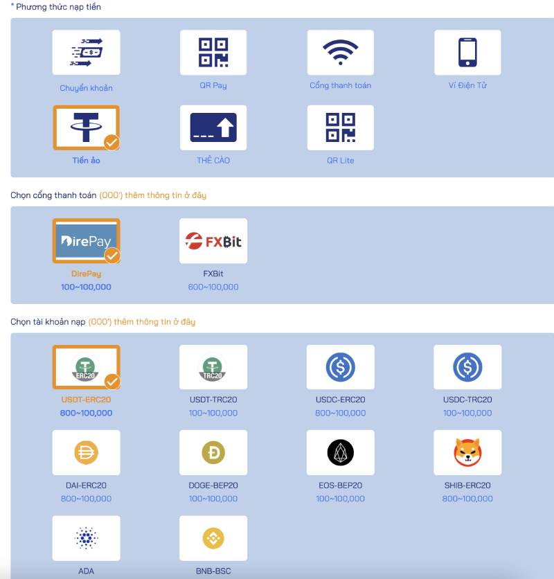 Hướng Dẫn Nạp Tiền Bong88 Bằng Nhiều Phương Thức 5 Nạp tiền bằng tiền ảo - Chơi Crypto cực chất