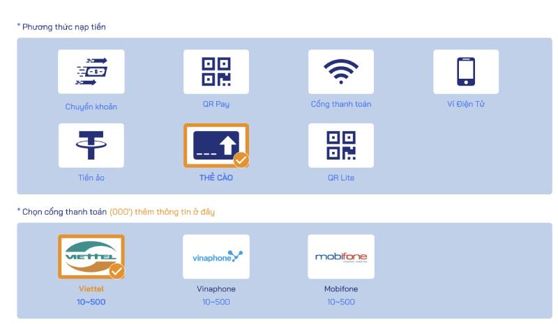 Hướng Dẫn Nạp Tiền Bong88 Bằng Nhiều Phương Thức 6 Nạp tiền bằng thẻ cào điện thoại
